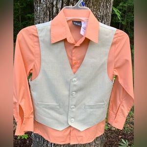 Boys size 8 regular button down shirt and vest.